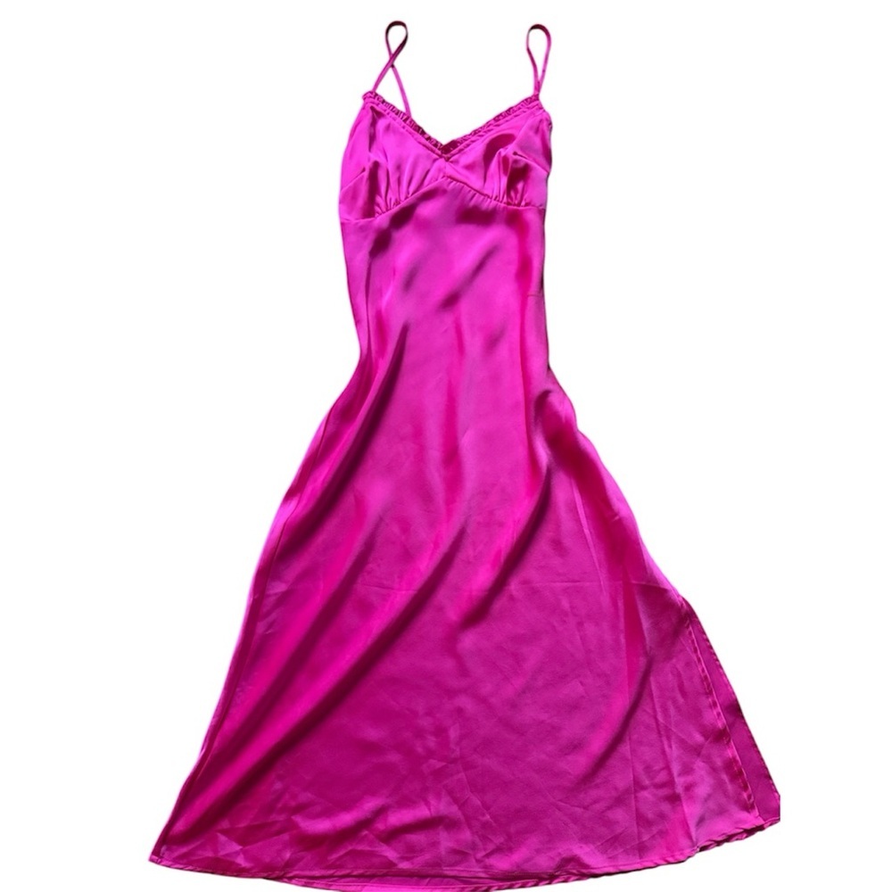 Vintage-Inspired Japna Pink Satin Slip Dress